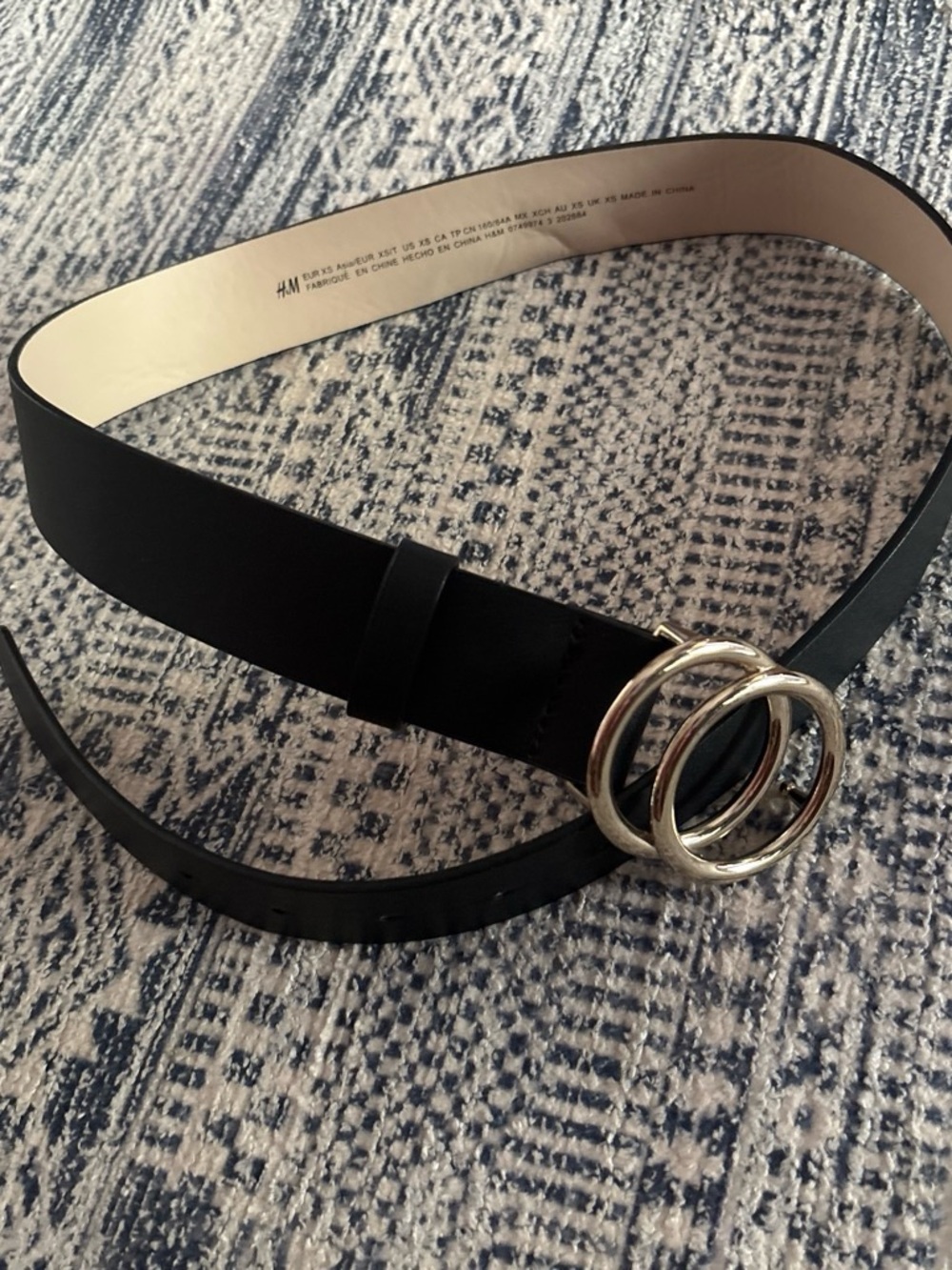 H&M Black Belt with Double Gold Rings